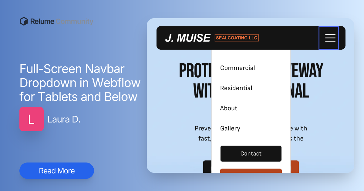 Full-Screen Navbar Dropdown in Webflow for Tablets and Below | Relume ...