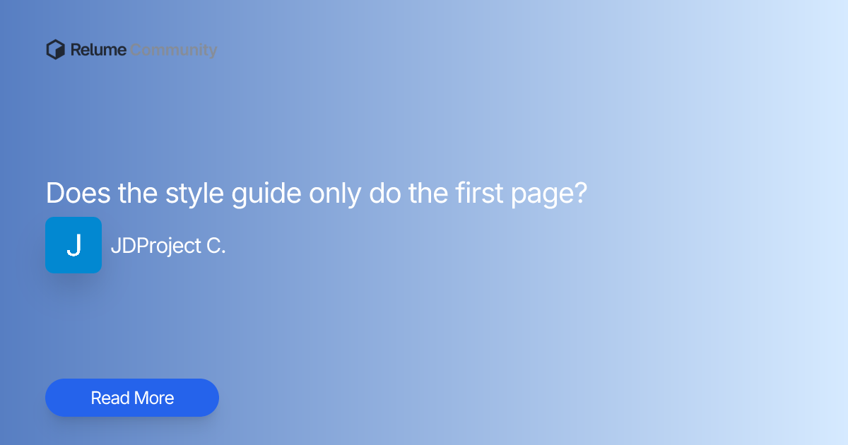 Does the style guide only do the first page? | Relume Community