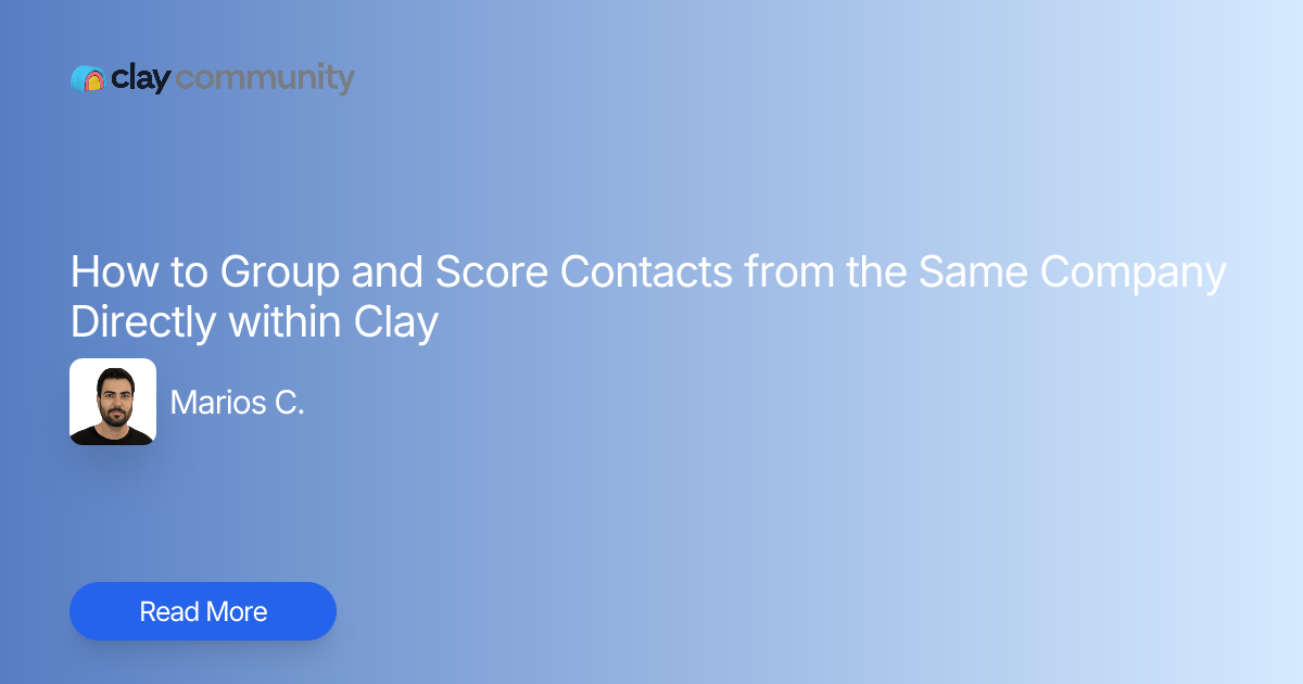 How to Group and Score Contacts from the Same Company Directly within ...