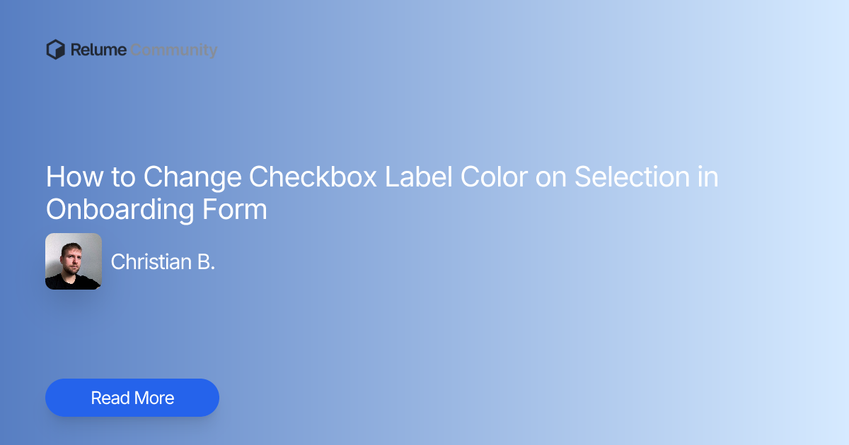 How to Change Checkbox Label Color on Selection in Onboarding Form ...